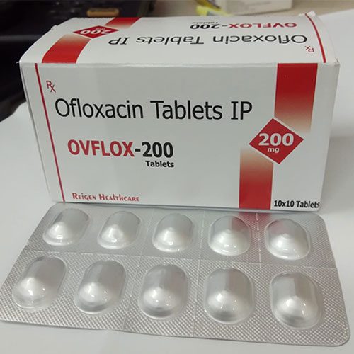 Ofloxacin Tablets IP OVELOX-700 Ofloxacin Tablets IP OVFLOX-200 Tablets 200 mg Reiges HEALTHCARE 10x10 Tablets