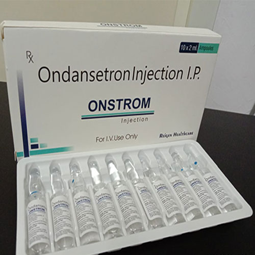 10x2 ml. Ampoules Ondansetron Injection I.P. ONSTROM Injection For I.V.Use Only Reiger Healthca